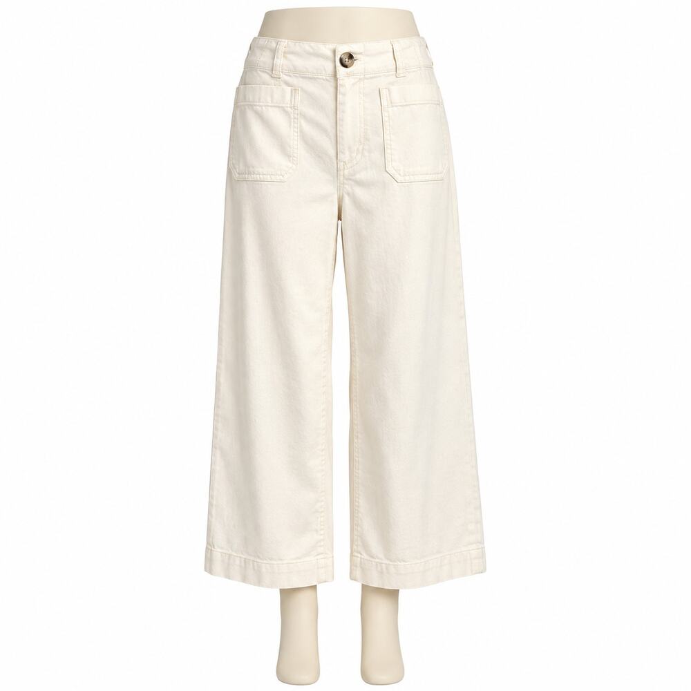 Maeve Anthropologie The Colette Ivory Linen Wide Leg Pants Size 29
